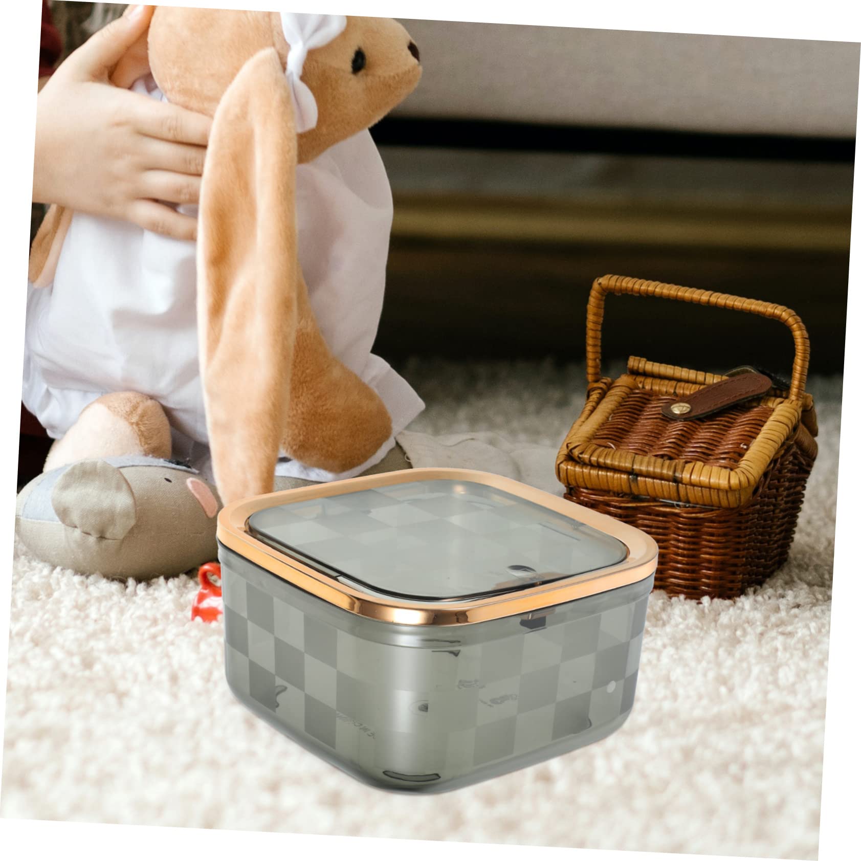 OUNONA Stylish Push-lid Mini Trash Can Desk Wastebasket for Makeup Table Small Garbage Bin Pet Material Round Corner Easy to Empty