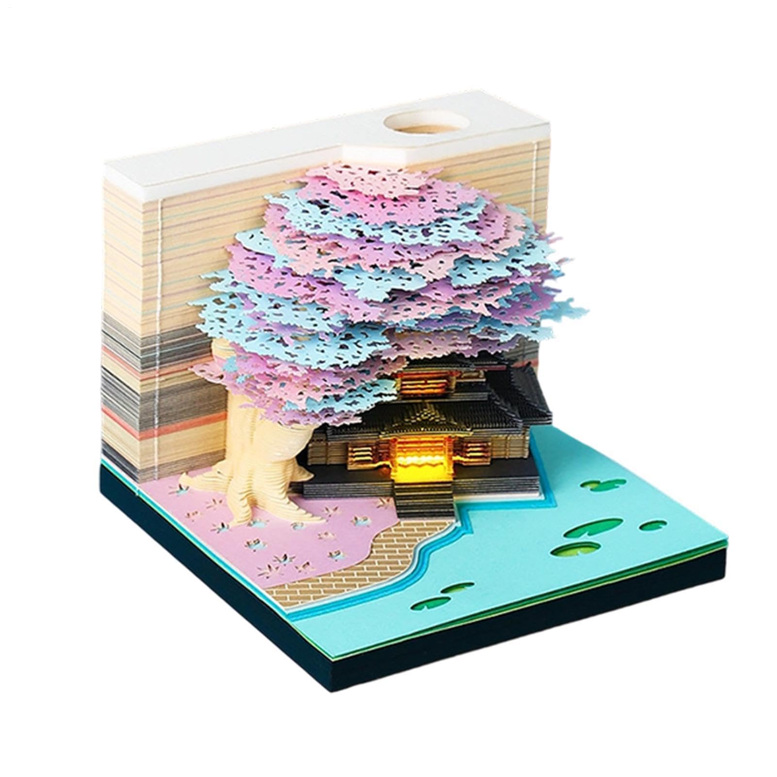 3D Kalender 2027 3D Schreibtisch Zeitmesser Schnitzerei Notiz-Block | Büro Schreibtisch Papier-Kalender Für Bücherregal, Homeoffice, Schule, Studentenwohnheim, Wohnung, Schlafzimmer, Wohnzimmer