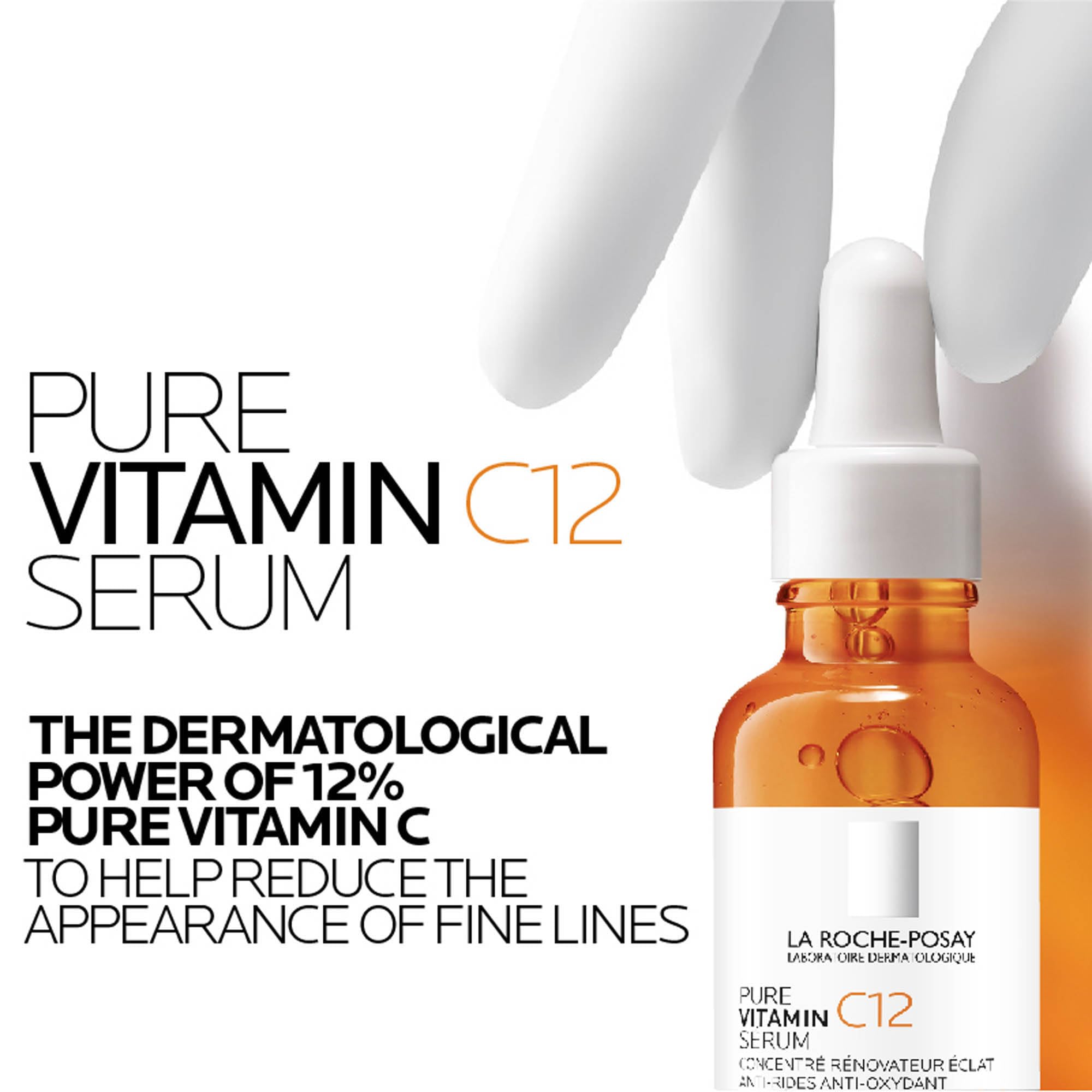 La Roche Posay Pure witamina C12 serum przeciw starzeniu się, 12% witaminy C, regenerująca przeciwzmarszczkowa pielęgnacja twarzy, ujędrniająca, rozjaśniająca i antyoksydacyjna, przeciw plamom