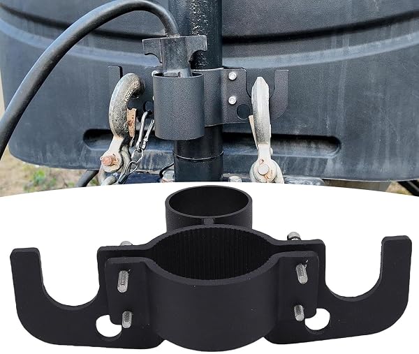 Trailer Chain Organizer Heavy Duty Aluminum Alloy 7 Way Plug Holder for RV Trailer Towing Accessory Secure Chain Management Heavy Duty Hitch Chains Holder with Inverted Plug Holder (Black) - 2