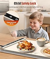 Vista 7 de Tapete de calentamiento de alimentos con almohadilla resistente al calor, 26 x 15 pulgadas, temporizador de 6 horas de temperatura de 6 niveles