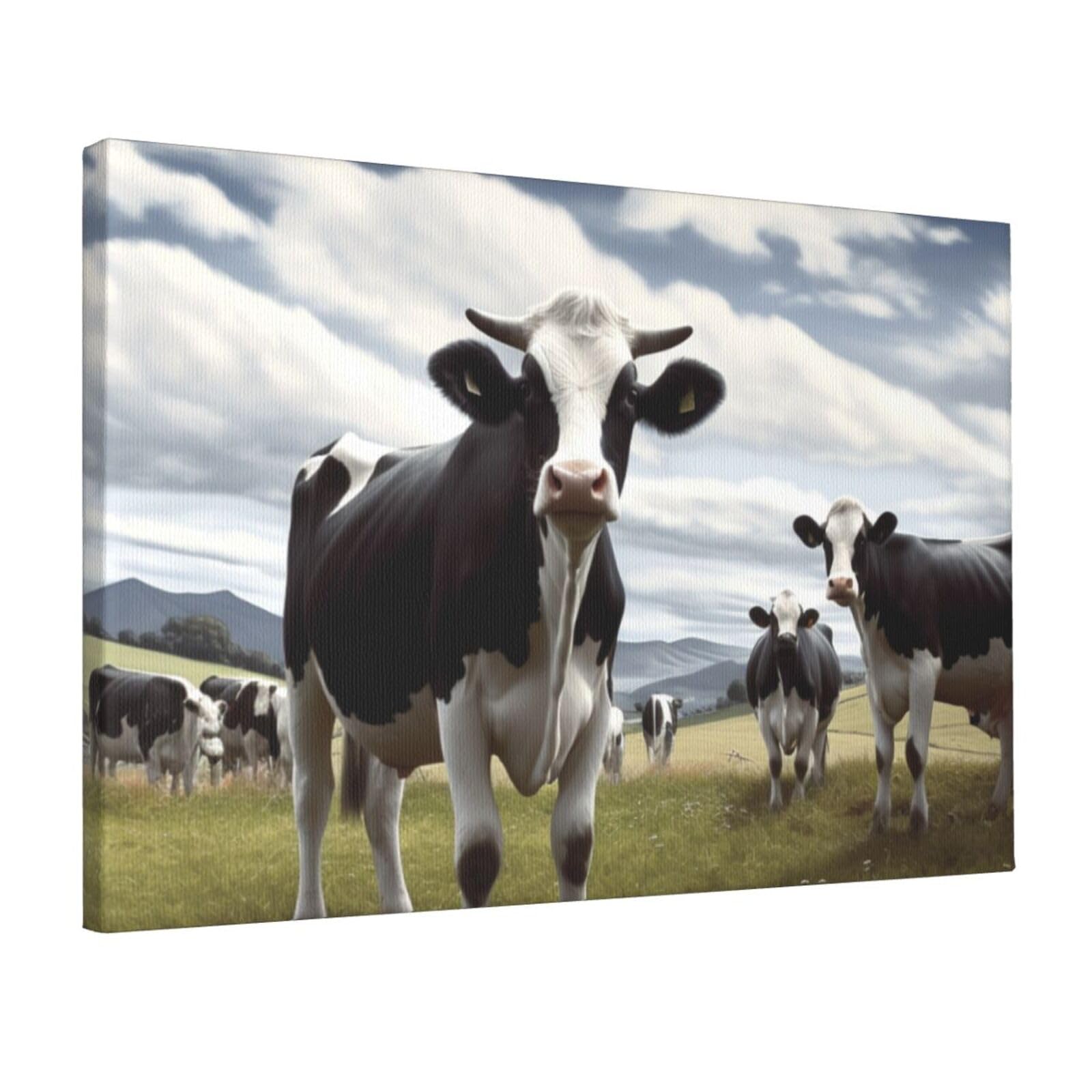 DWVTSLH Farm Cow Pictures Poster Paintings Canvas Wall Art Bedroom Prints Home Decor Hanging Picture Modern Home Artworks Aesthetic for Living Room Office Wall Decor 12x18in Unframed