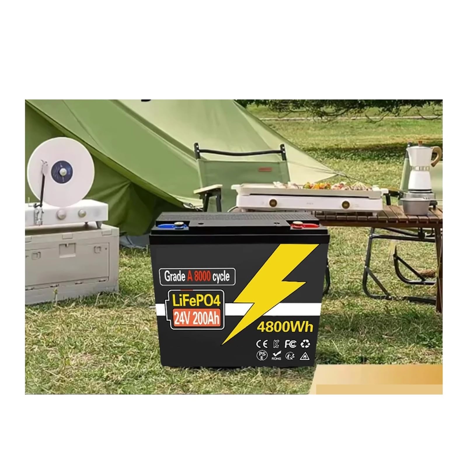 Batería de litio LiFePo4 de 24 V y 100-220 Ah con BMS integrado de 200 A for sistemas solares, marinos, terrestres y fuera de la red.(24V 120Ah)