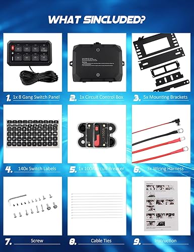 Miniatura 7 de Chelhead Panel de interruptores de 12 V, 8 cuadrillas RGB LED, 3 botones, panel de control táctil, caja con función estroboscópica regulable