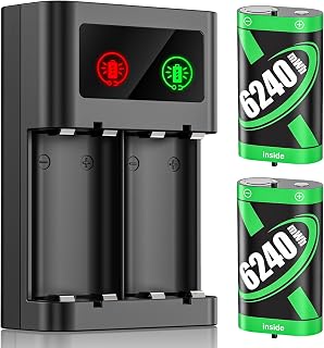 Xboxコントローラー用充電式バッテリーパック、2x6240mWh充電式バッテリーパック、Xbox One/XboxシリーズX|S Xbox One S/Xbox One X/Xbox One Eliteコントローラーアクセサリープレイと充電キット。