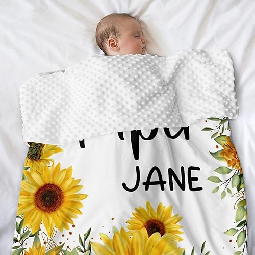 Miniatura 8 de Manta de girasol personalizada con nombre, manta de bebé personalizada para niñas, manta personalizada, manta personalizada para baby shower