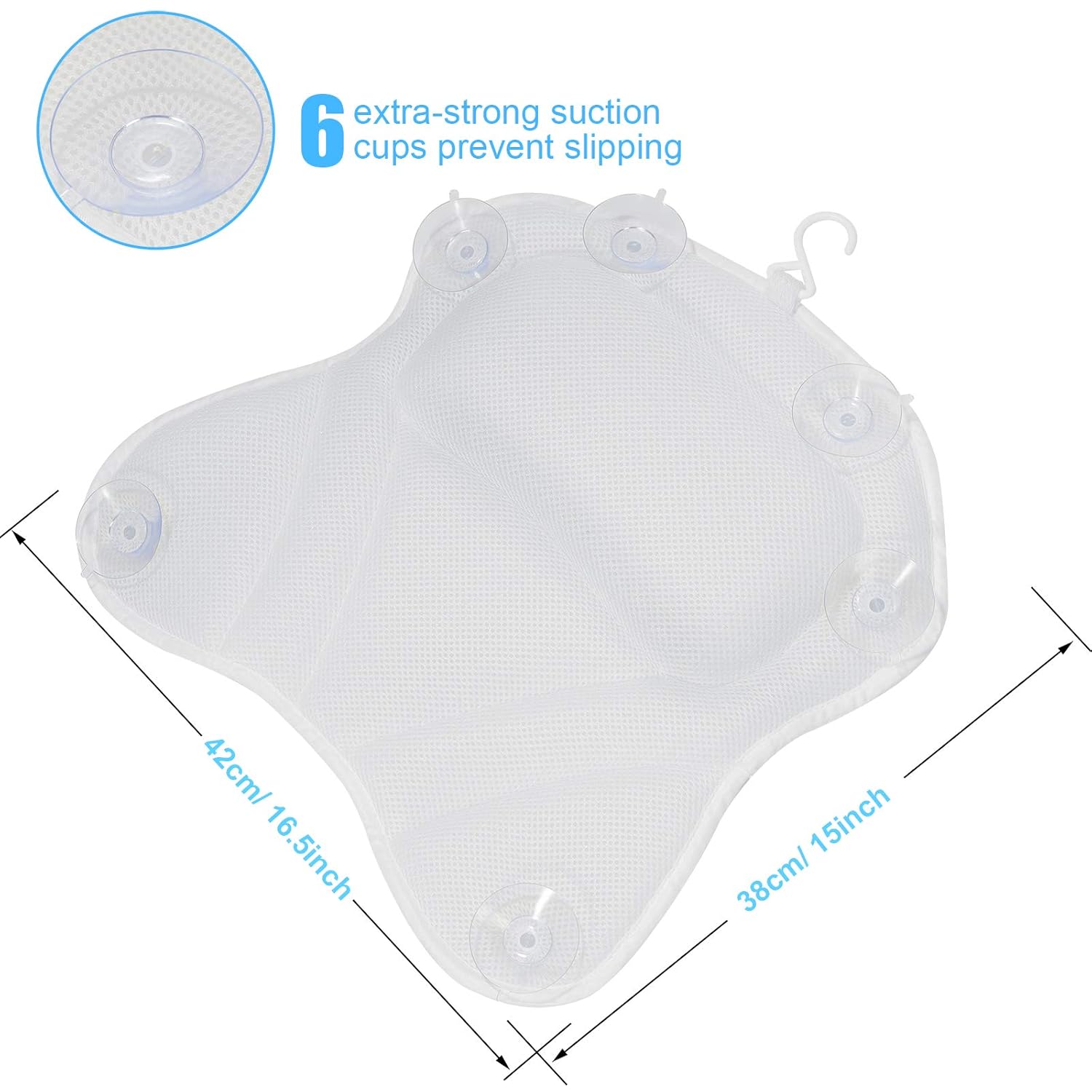 Olebes Bath Pillow, Bath Pillows for Tub Neck and Back Support, Bathtub Pillow for Women Men with Breathable 3D Mesh, Bath Tub Pillow with Non-Slip Strong Suction Cups, Great for Hot Tub, Jacuzzi, Spa : Beauty