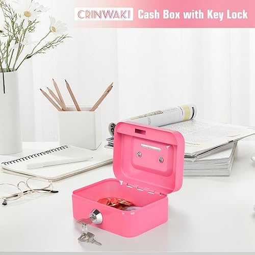 Miniatura 4 de Caja de efectivo con cerradura, pequeña y bonita caja de bloqueo de monedas con ranura para dinero, mini caja fuerte portátil para jugadores de 4.5