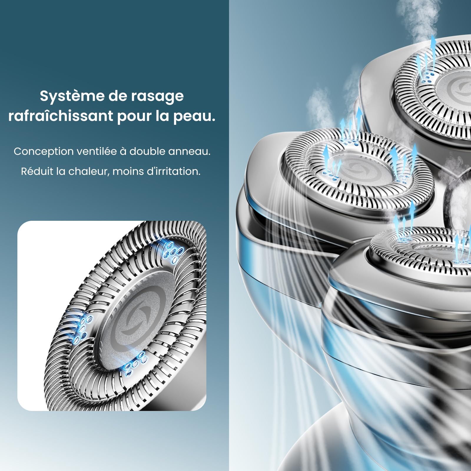 MAXGROOM 2026 Pro Rasoir Électrique Crâne pour Homme, Édition Argent, Tête Magnétique 7D, Moteur 8800 tr/min, Autonomie 140 min, Charge USB-C, Étanche IPX7, Rasage à Sec ou Humide (Argent)