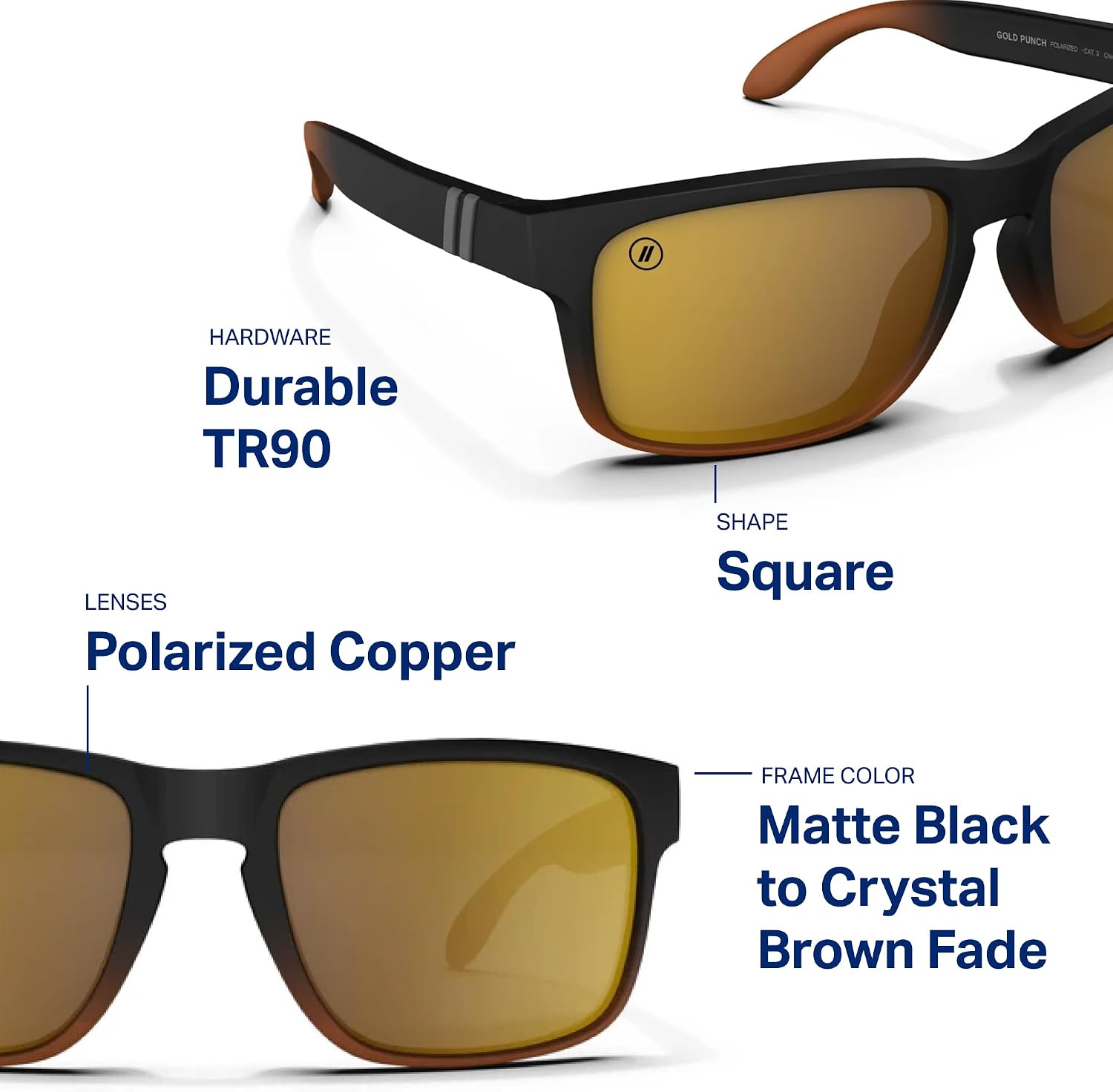 Blenders Eyewear Canyon – Polarized Sunglasses – Active Style, Durable Frame – 100% UV Protection – For Men – Gold Punch image 6