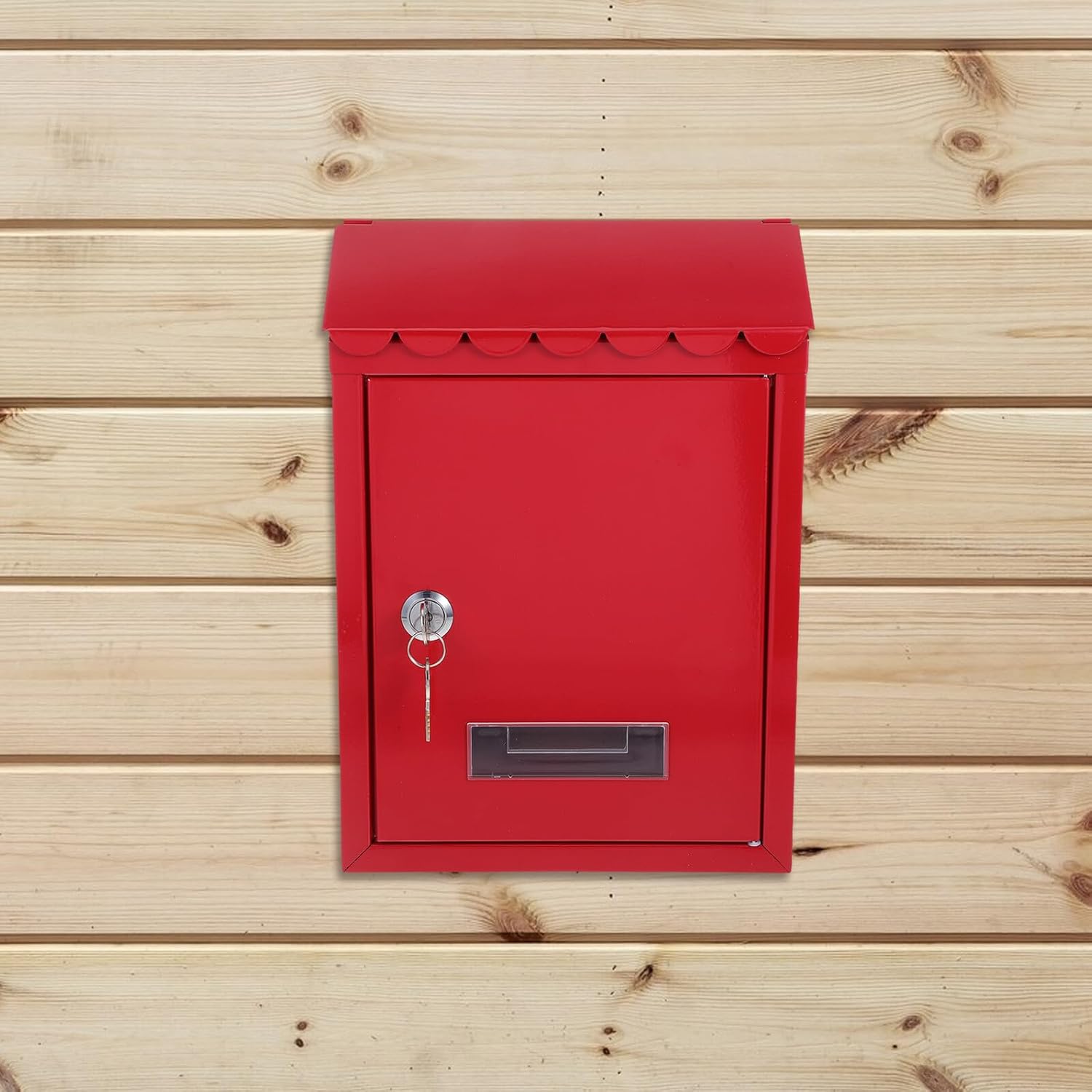 Locking Wall-Mount Mailbox Heavy-Duty Metal Drop Box with Key Lock for Home Outdoor Use Vintage Style Secure Mail Container