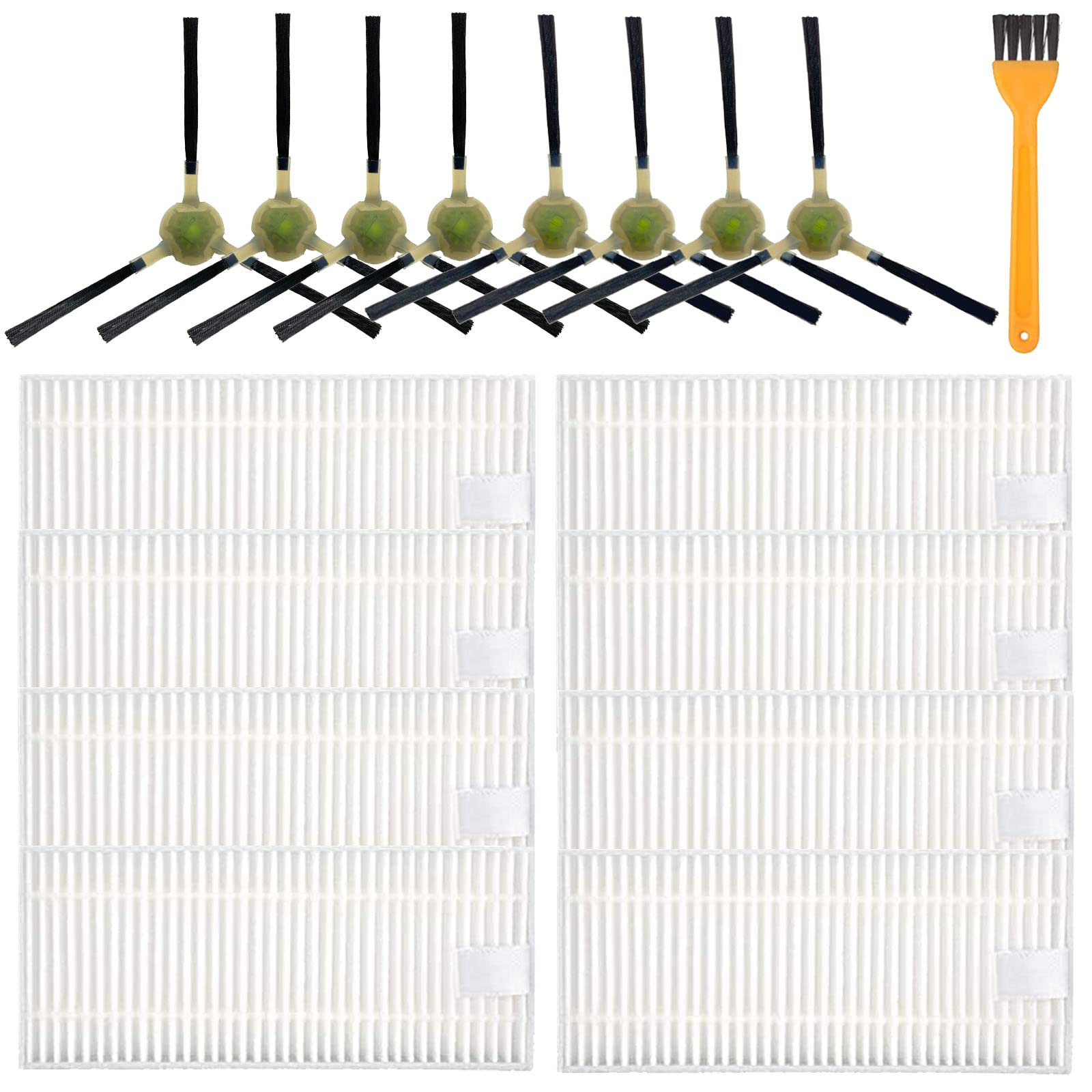 CauYien 16 Pack Replacement Accessories Compatible for OKP Life Robovac K2 K3 K3A K4 K5 and Lefant M210,M210S M210B M213 Robot Vacuum Cleaner,okp Robot Vacuum Parts:8 Side Brushes, 8 Filters