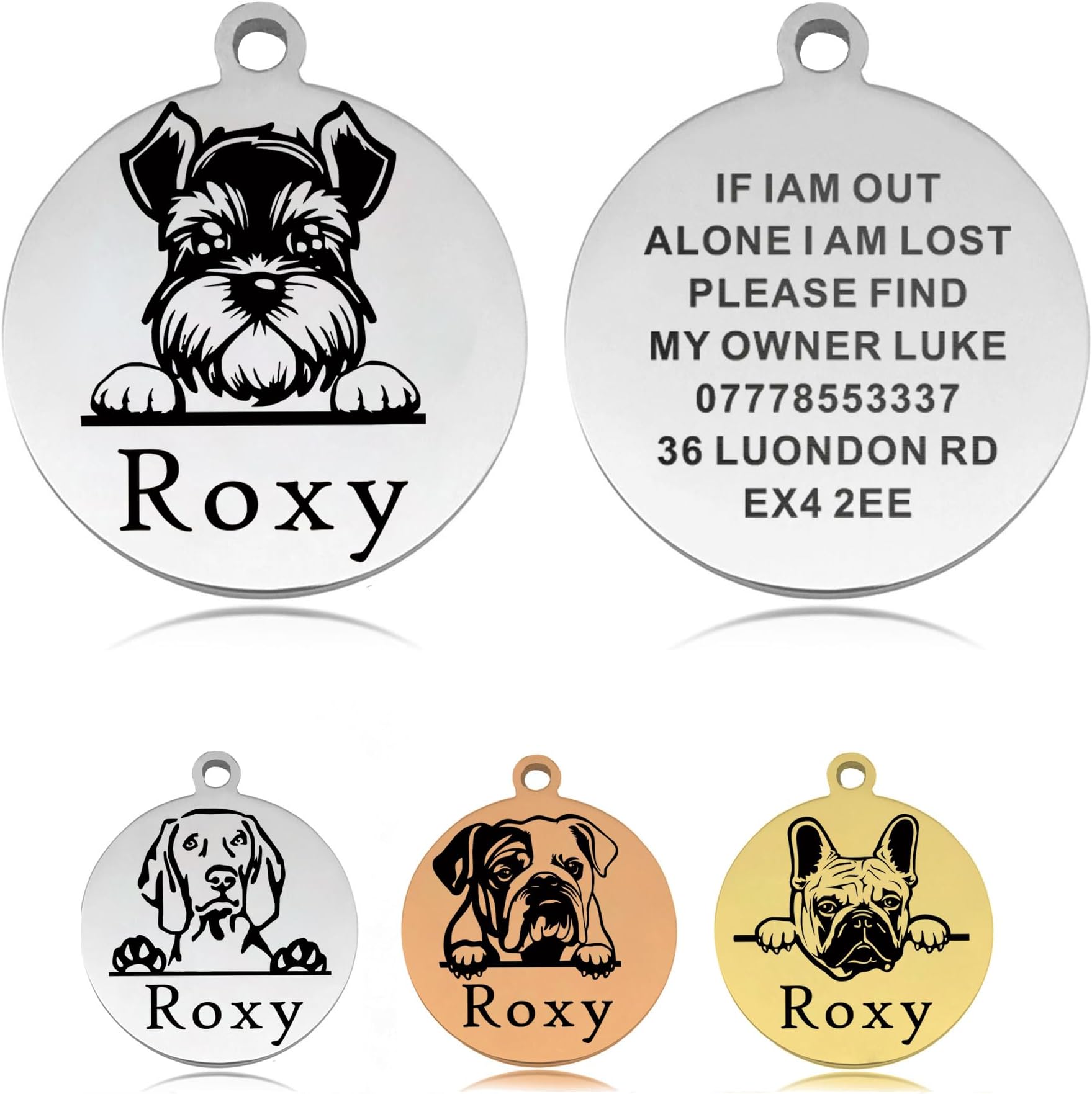 Dog Tags for Pets Engraved UK Personalised Dog Tag Dog Name Tag Dog