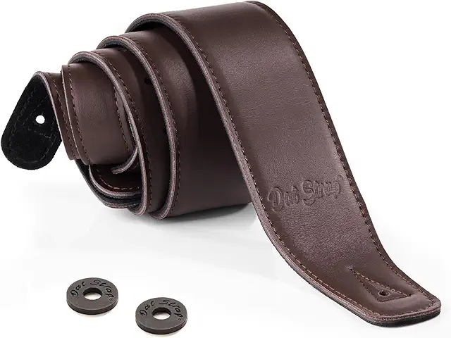 Dat Strap Leather Guitar Strap - Padded Dark Brown with Free Picks
