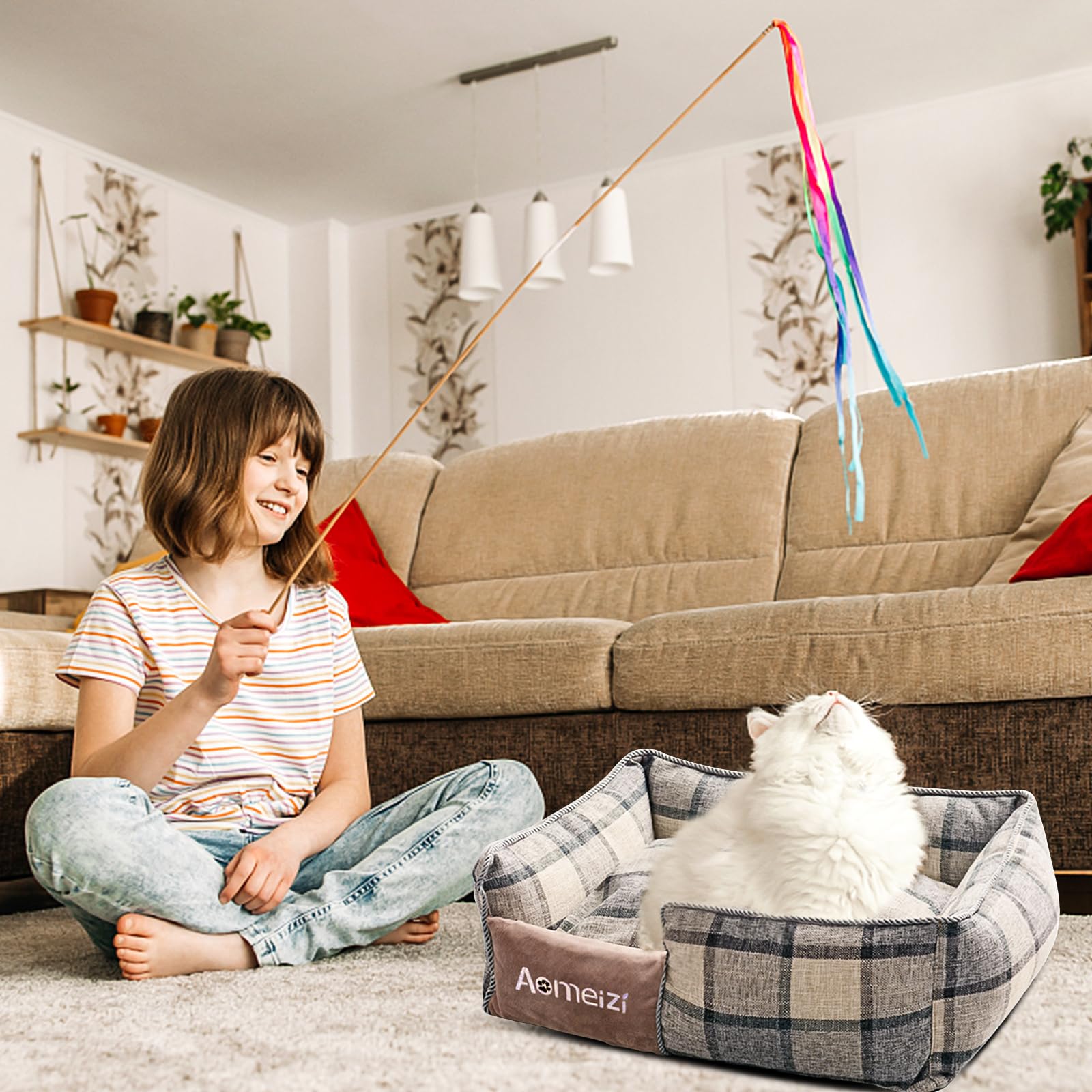 PETCUTE Cama Perro Grandes,Camas para Perros con Funda Desenfundable y Lavable,Sofá Camas para Mascotas con Parte Inferior Antideslizante,Cama Rectangular para Perros Pequeños y Medianos,Gris,XL