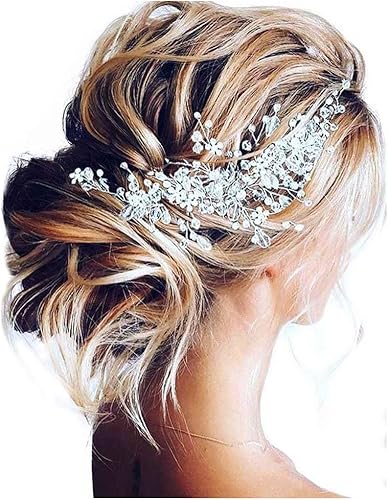 Unicra Flor de novia boda pelo vid cristal pieza nupcial pieza de diamantes de imitación fiesta accesorios hoja joyería cuentas cuentas tocado para