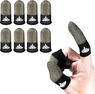 Jwh 8 Pack Mobile Phone Gaming Accessory Thumb Finger Sleeves,0.15 Ultra Thin Pure Silver Fiber,Silky Tip Covers,Finger Cots for Pubg Gaming Gloves,Guantes para Dedales Dedos Gamer Profesionales
