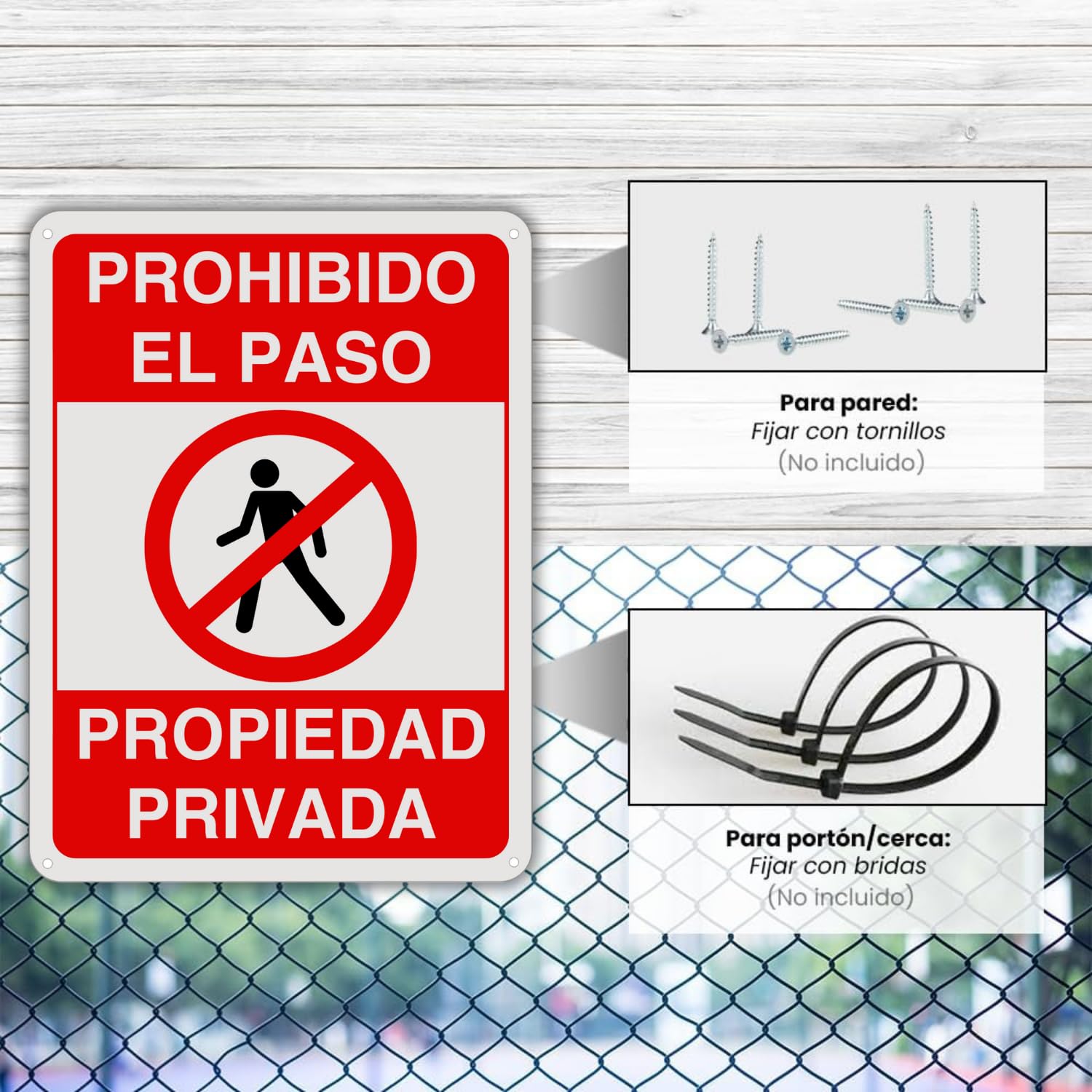 Cartel Prohibido el Paso - 21x28 cm - Aluminio Reflectante - Grosor 0.8 mm - Cartel Propiedad Privada - Resistente Exterior - Impresión UV - Señal Disuasión Prohibido Paso - 2 Unidades (2)