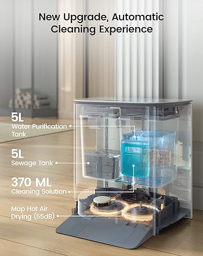 Miniatura 3 de Lefant Trapeador robot autolimpiante T1, sensores inteligentes Lidar dToF, alfombra sin movimiento, tanque de agua grande de 5 L, trapeador de
