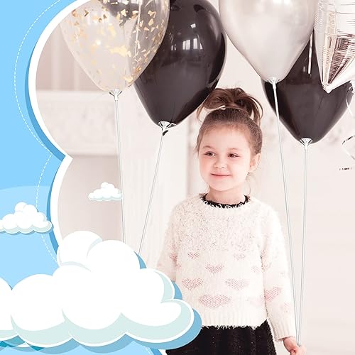 Miniatura 7 de Chivao 300 unidades de palo de globo de plástico con taza, palo de globo con soporte de base para cumpleaños, boda, graduación, graduación, baby