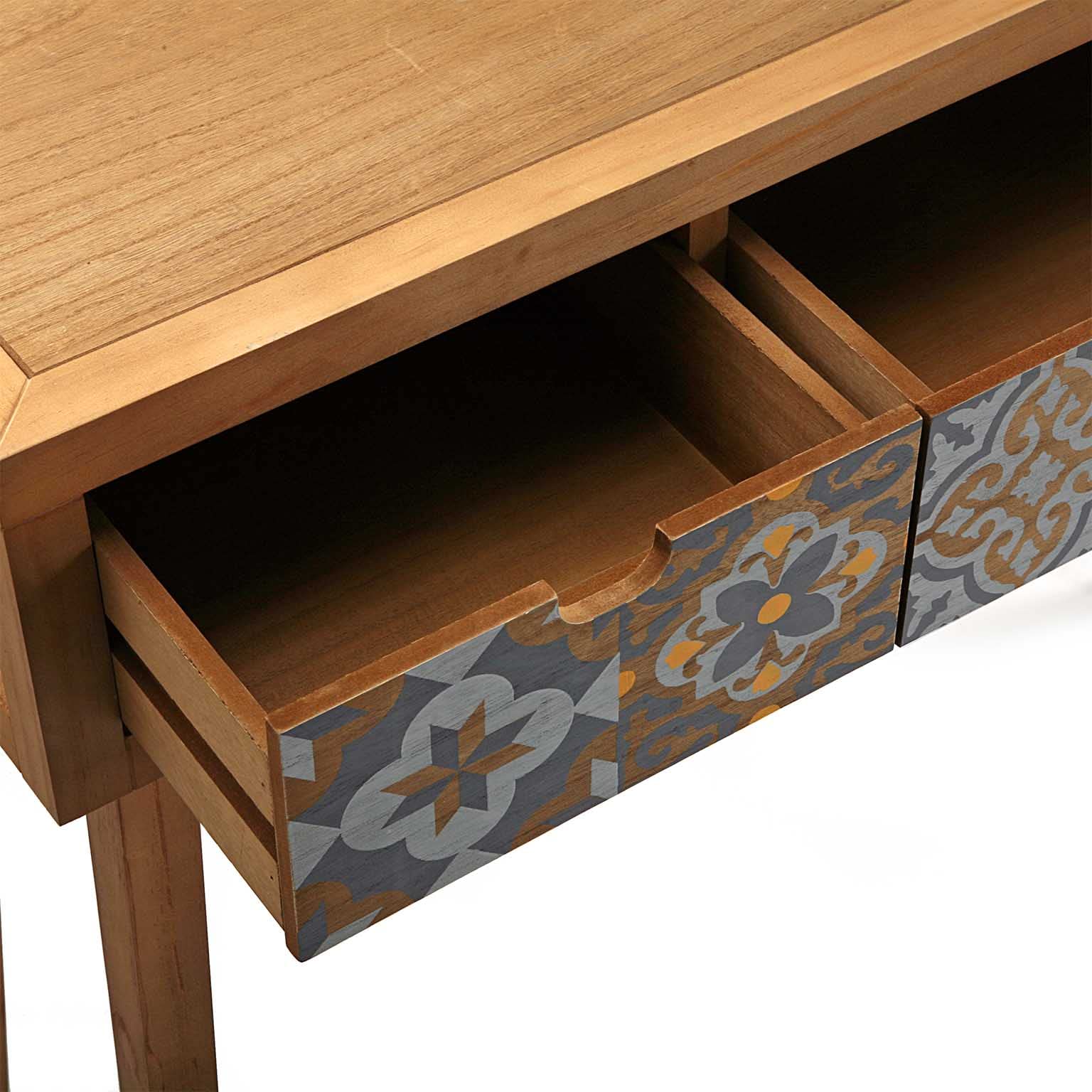 Versa Alfama Mueble Recibidor Estrecho para Entrada o Pasillo, Mesa Consola, con 2 cajones, Medidas (Al x L x An) 81,5 x 30 x 90 cm, Madera, Color Gris