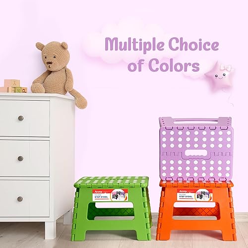 Miniatura 134 de Taburete plegable resistente de alta calidad de 13 pulgadas de altura para adultos, taburete de cocina, jardín, baño, color blanco Blanco,Bicolor