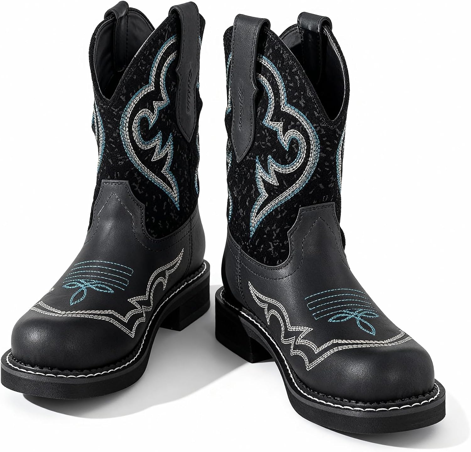 Western Cowboy Boots For Women Mid Calf Womens Western Boots Embroidered Design Rubber Outsole Slip-On Wide Toe Perfect For Pairing With Jeans & Skirts - Image 2