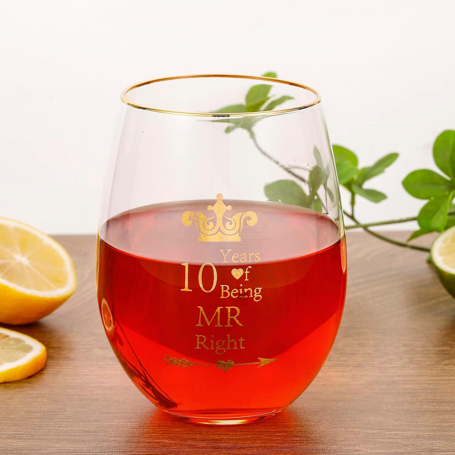 Pack of 2 Wine Glass Mr Right Mrs Always Right Wedding Engagement 10th Anniversary Cups for Couple Parents Tumbler 10 Years Anniversary Present Wine tumbler Cups - Image 4