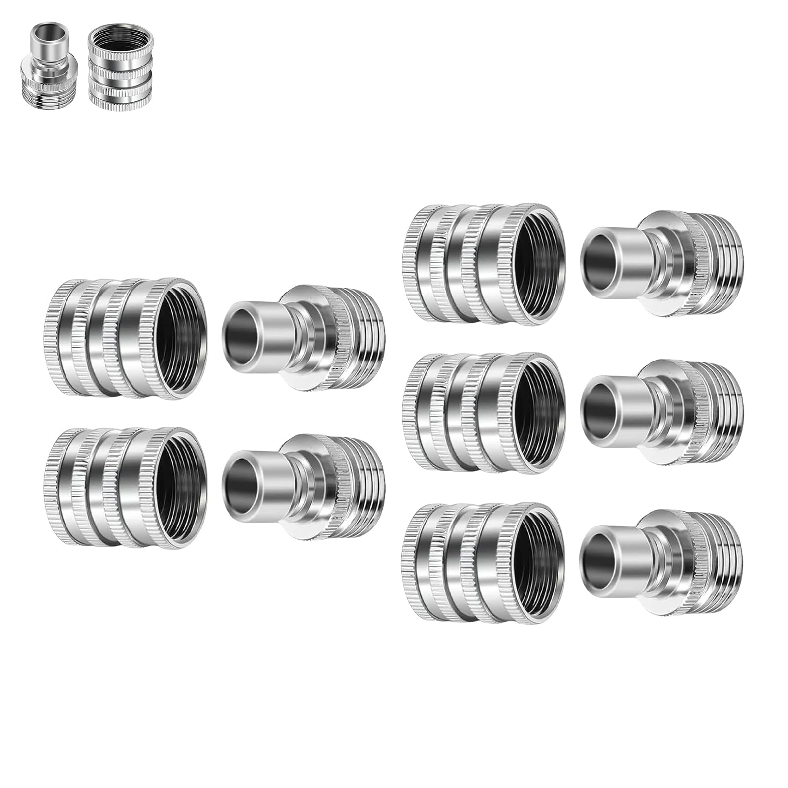 Novealcrbe 2025 - Set di raccordi per tubo da giardino in acciaio inox, set di adattatori per idropulitrice ad alta pressione da 3/4", connettore a sgancio rapido per tubi spruzzatori (5 pezzi)