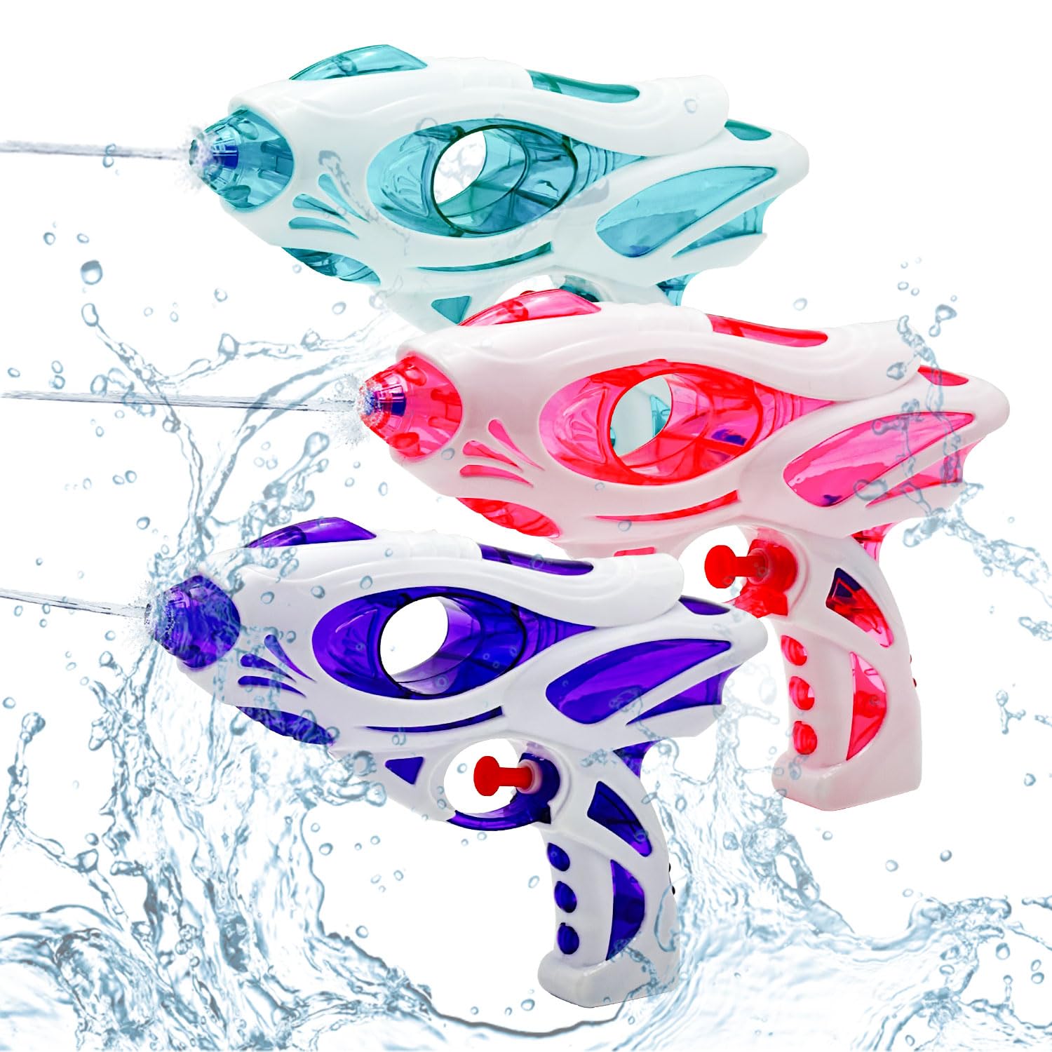 3 Pack Water Guns for Kids and Adults, 200cc/20ft Squirt Guns with Trigger Squirt Guns for Boys Girls, Long Range Super Water Blaster Soaker Water Pistol Summer Toys for Swimming Pool Beach（Style 2）