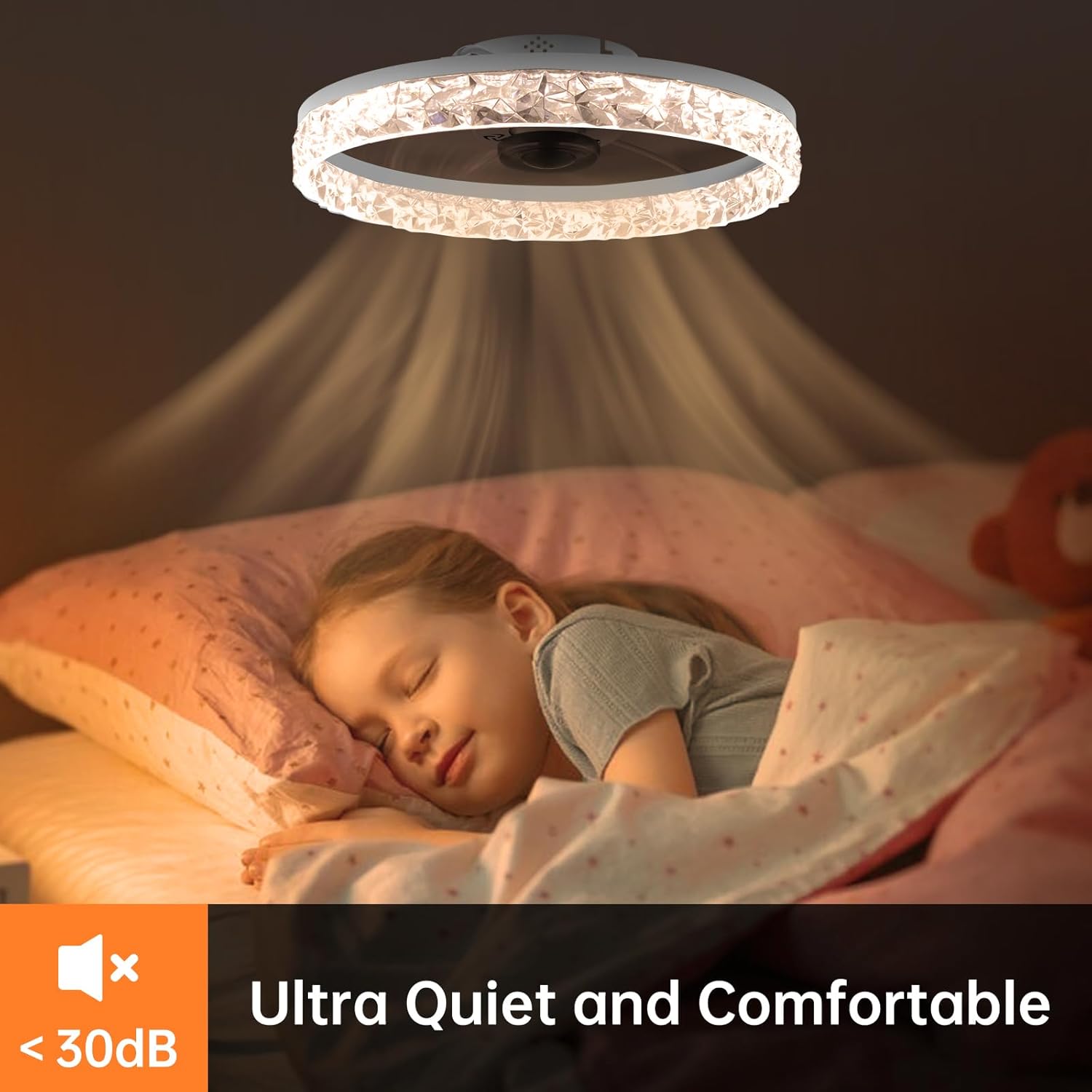 Low Profile Ceiling Fan with Light and Remote App Control, Dimmable Modern Flush Mount Ceiling Fan with Lights, 3 Light Colors and 6 Speeds Reversible, White Ceiling Fan with Light