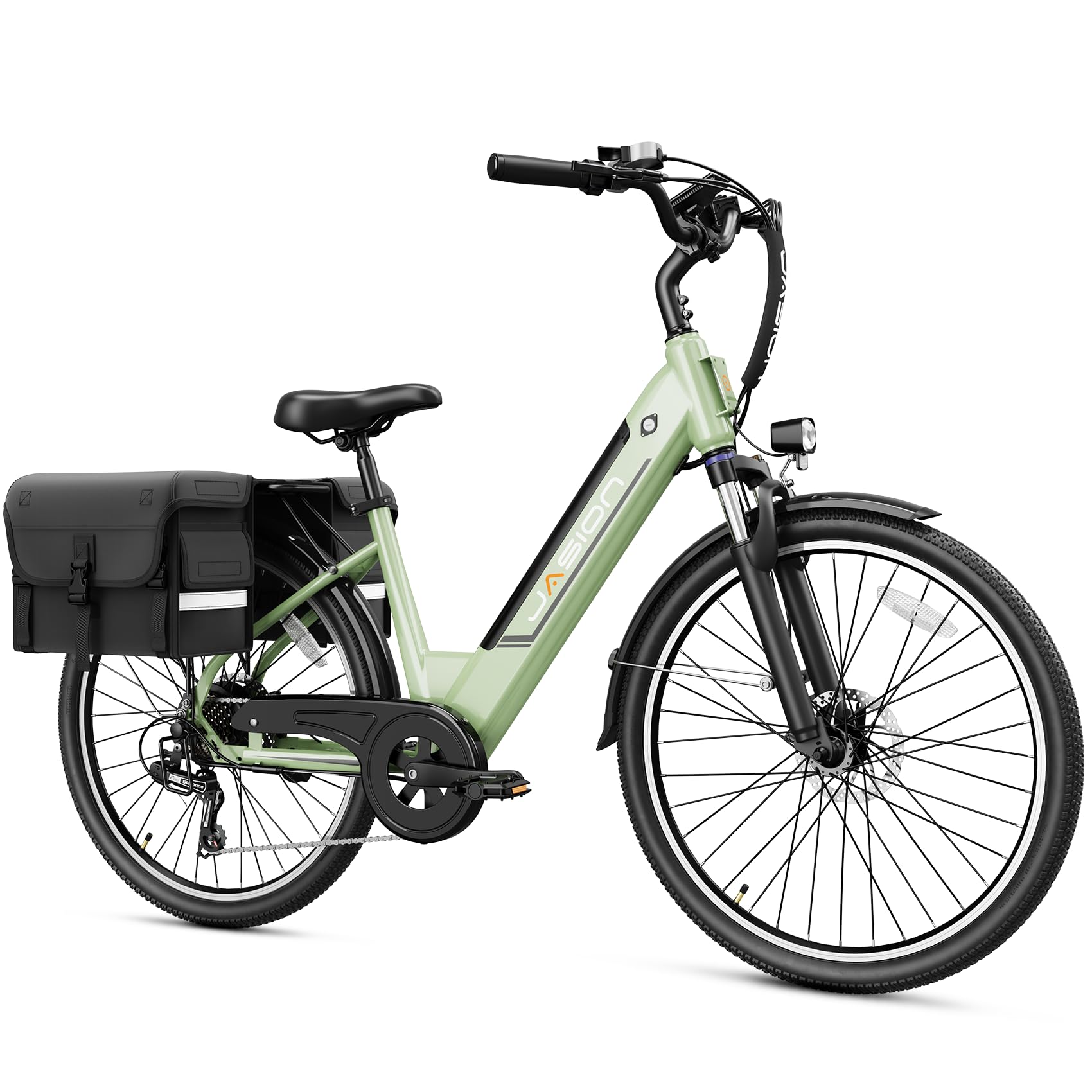 Jasion Roamer ST Electric Bike for Adults, 1200W Peak Motor Max 28MPH City Cruiser Ebike,26'' Commuter Ebike, 528WH Removable Battery,7-Speed, Front