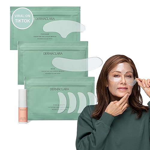 Dermaclara Kit de parches faciales Parches antiarrugas para frente, líneas de sonrisa, tratamiento de línea de fruncido antiarrugas de silicona,