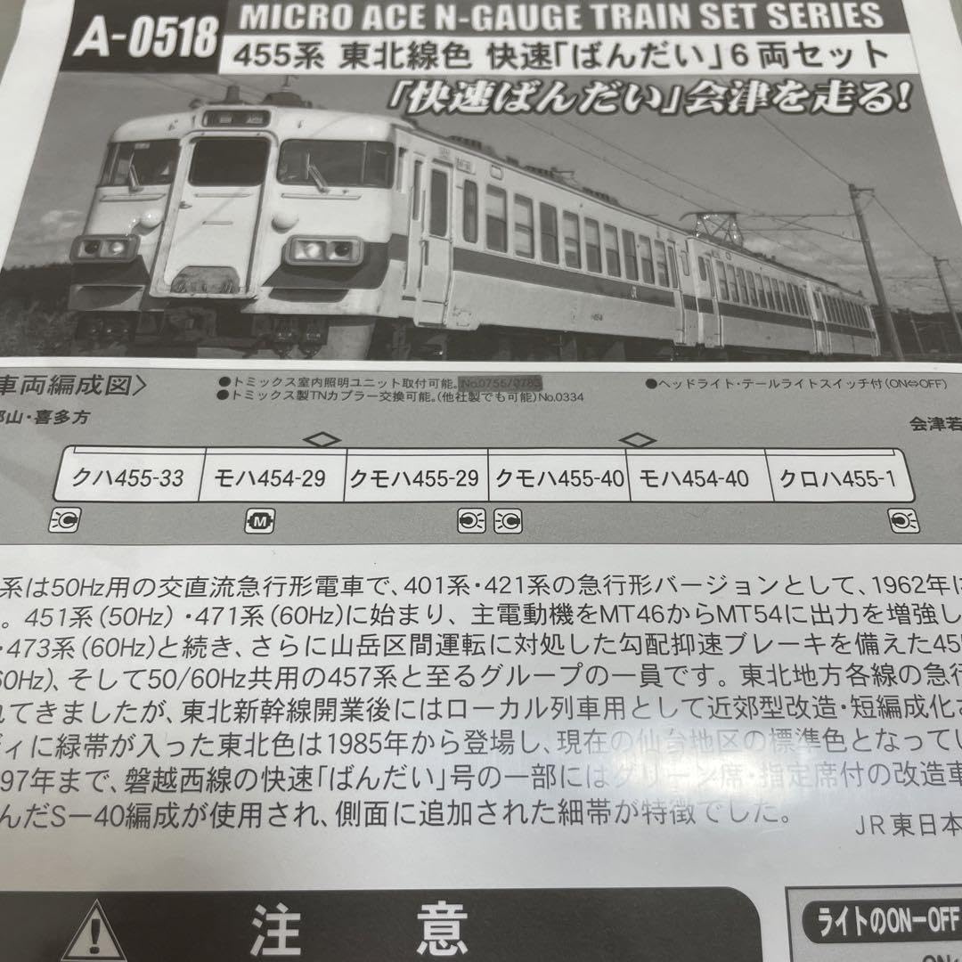 Amazon.co.jp: マイクロエース 455系東北線色 快速ばんだい6両セット 