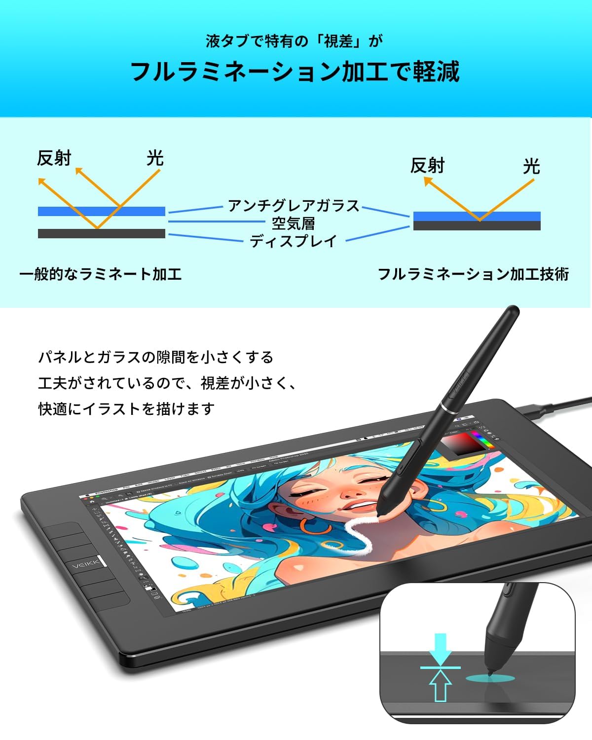 Amazon | VEIKK 液タブ 11.6インチ 液晶ペンタブレット 8192筆圧レベル