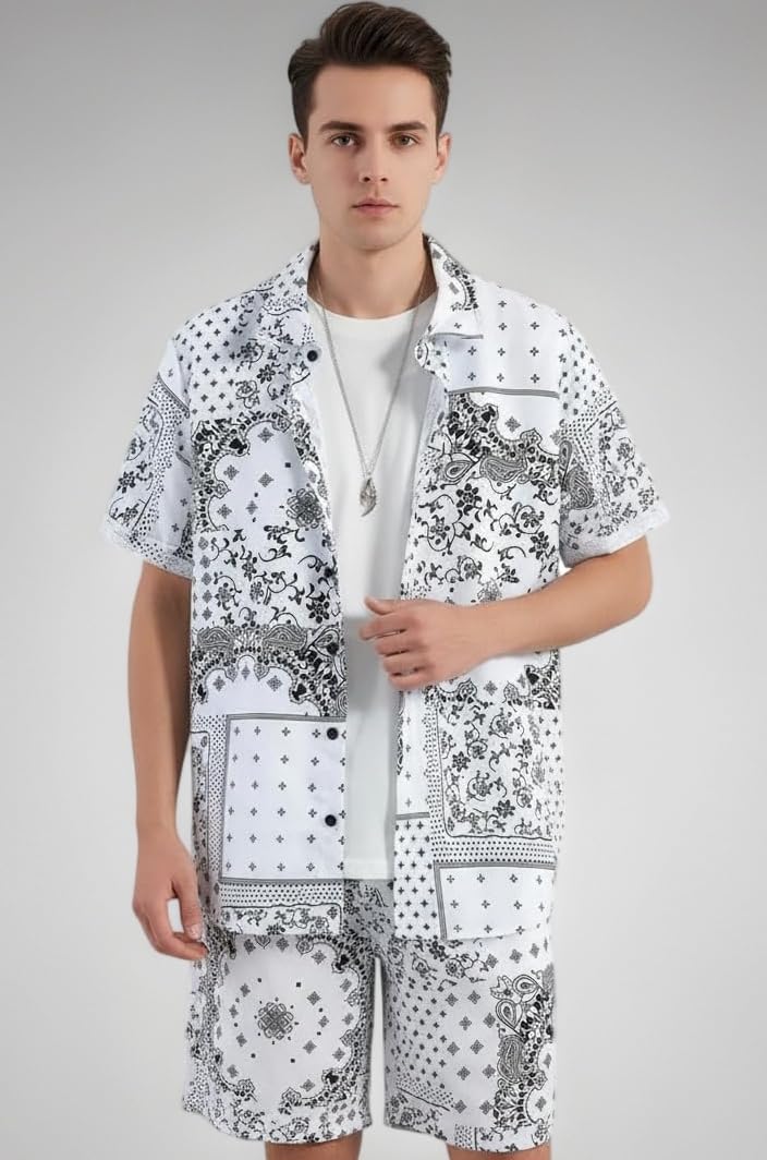 Stylish Men’s Printed Shirt and Shorts Set Soft Fabric, Casual Summer Wear, Perfect for Travel, Outings and Daily Style