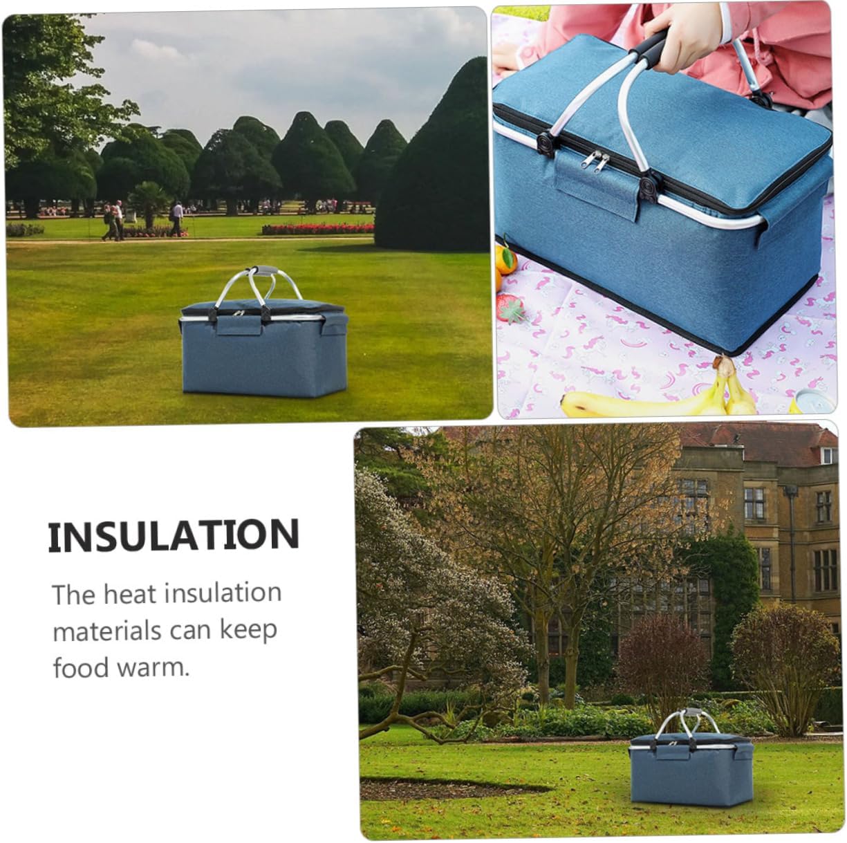1pc Outdoor Picnic Basket Cooler Capacity Insulated Barbecue Bag for Camping Travel Picnics Heat Preservation Design Space-Saving Storage Versatile Use