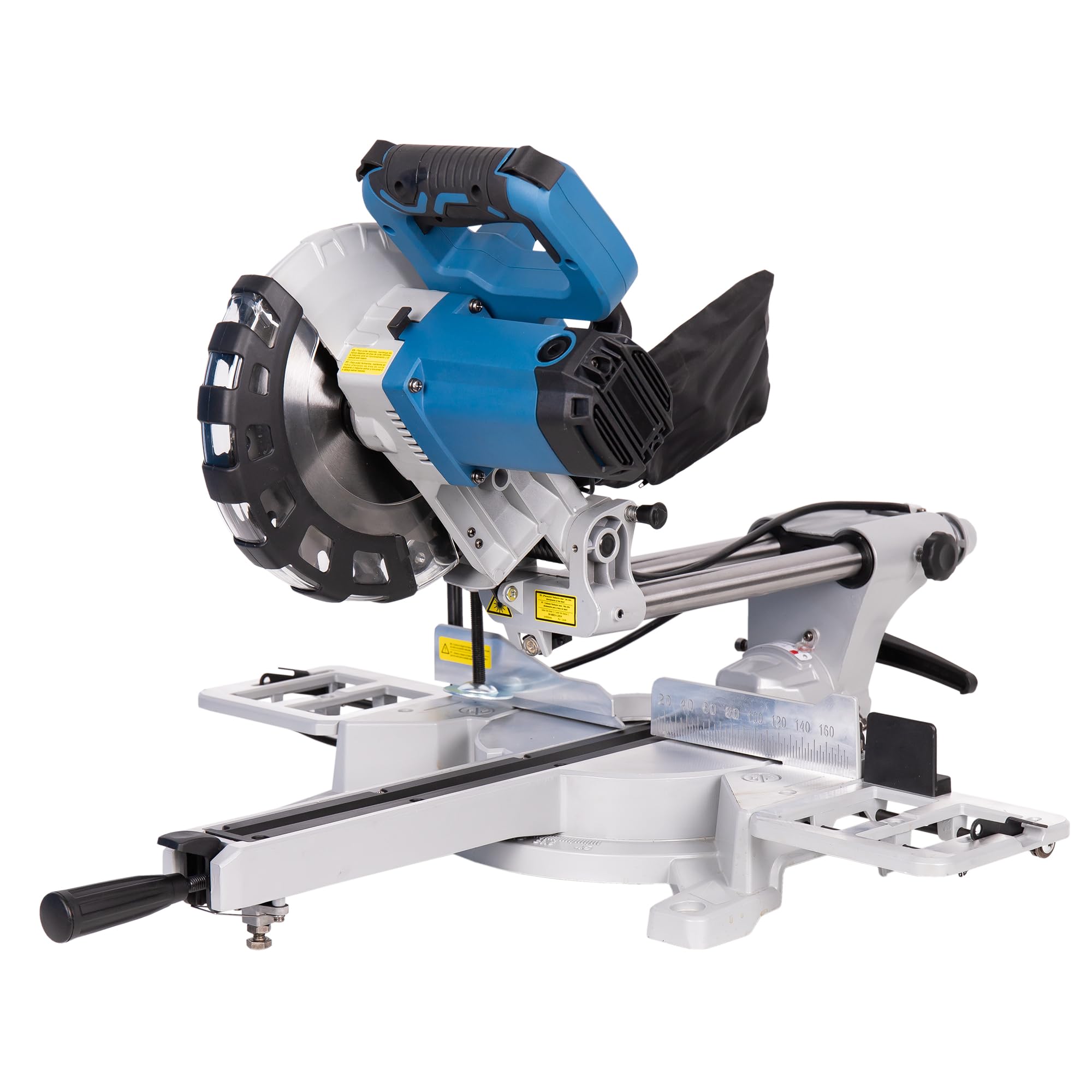 Cofan Ingletadora eléctrica con cable 1450 W Ø210 mm 5000 rpm, Corte doble bisel e inglete, guía láser, barra deslizante, bolsa de serrín, engranajes reforzados