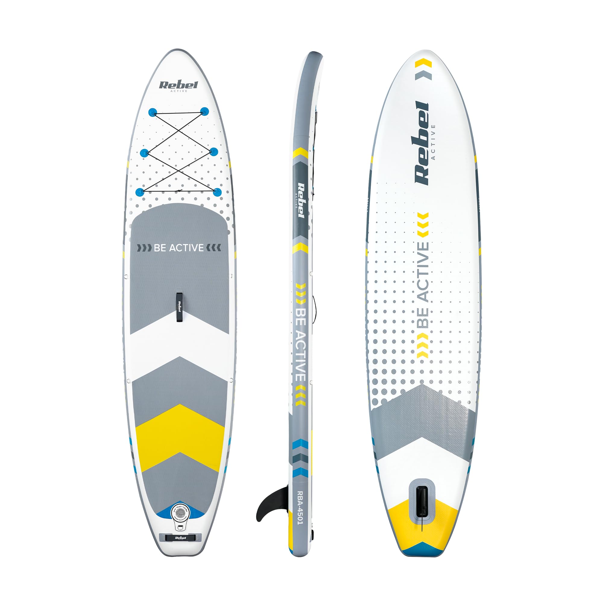 Rebel Electro Deska SUP Pompowana z Siedziskiem do Pływania Drop-Stitch 350 cm Zestaw Wiosło Pompka Plecak RBA-4501-WH
