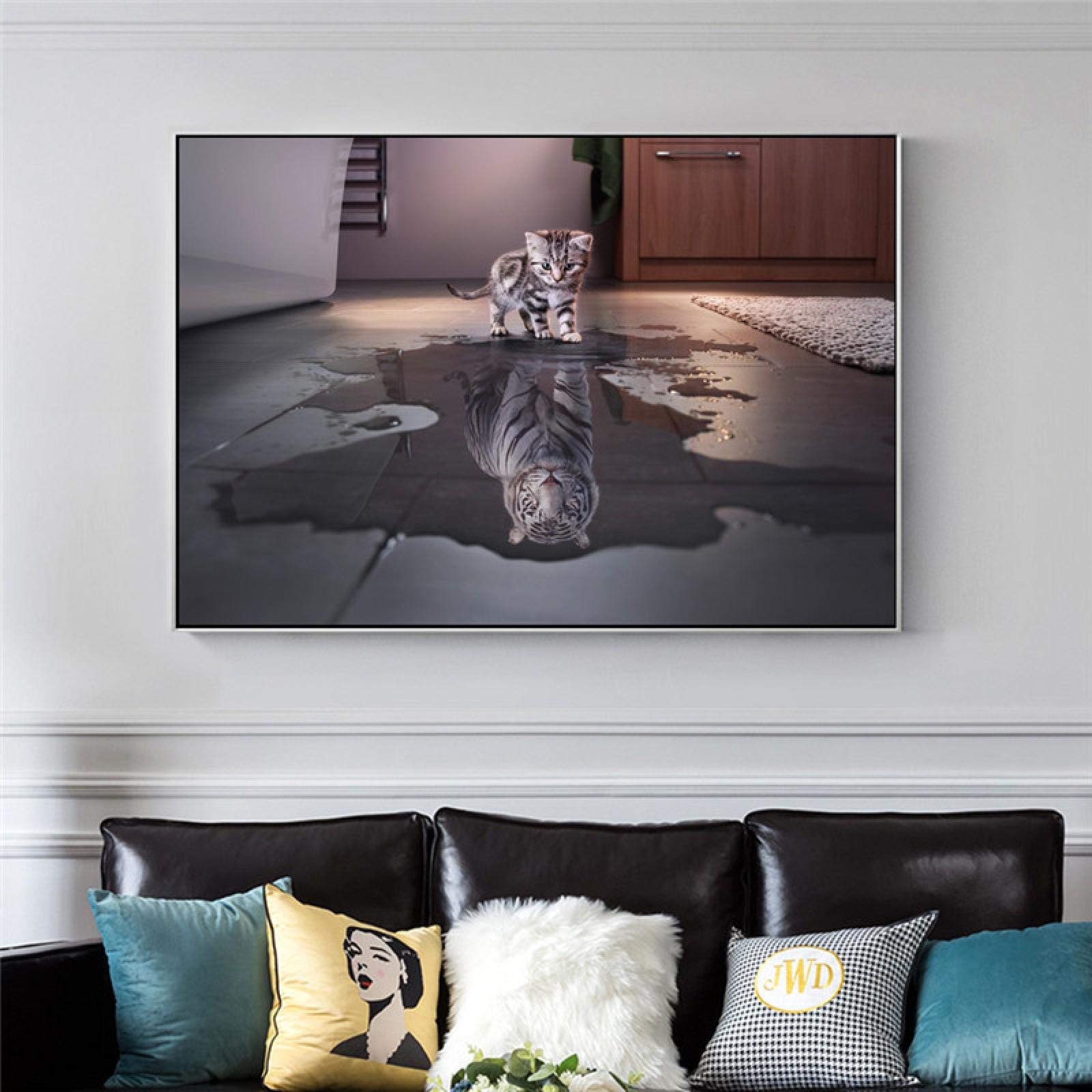 Amazon｜現代の壁の芸術の装飾虎と猫の反対の夢のポスターと版画動物の