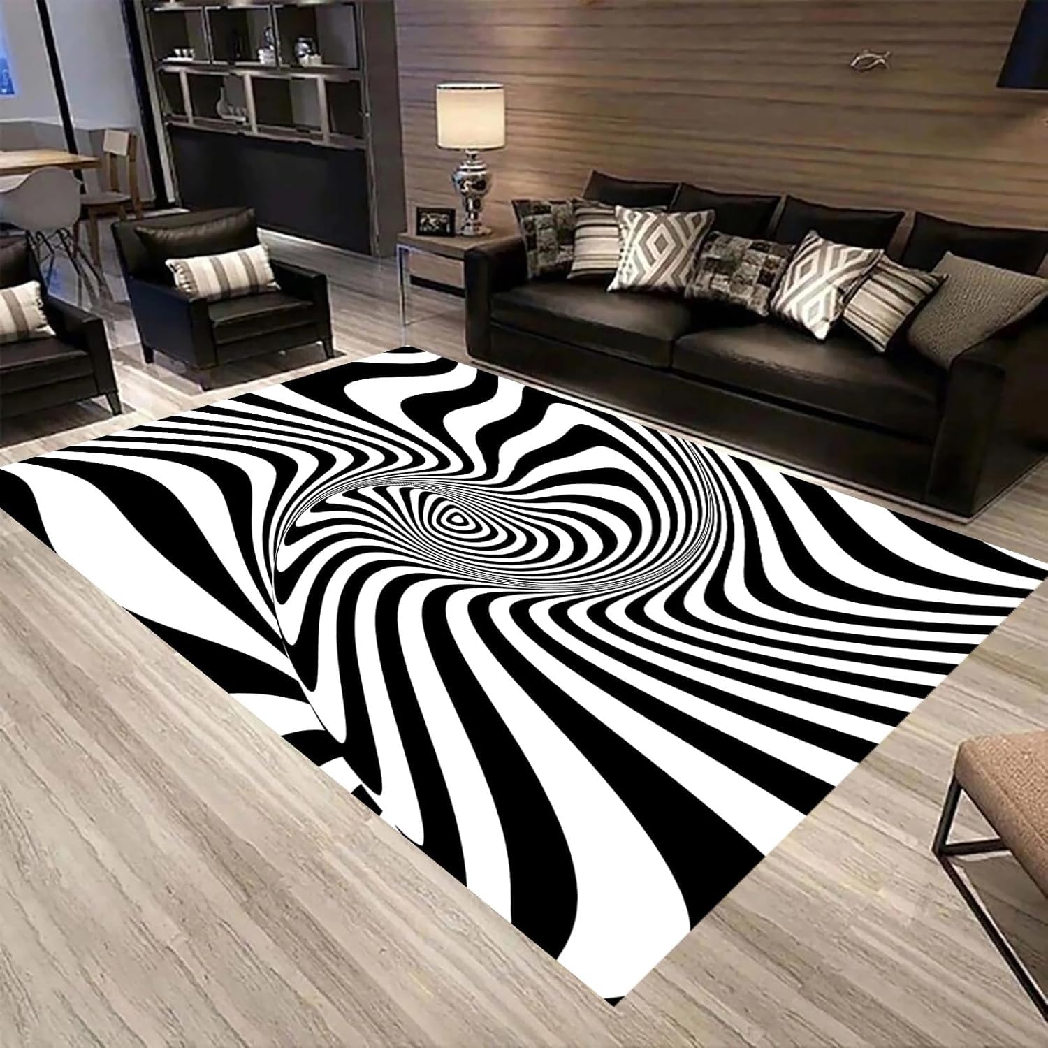 Tappeto Con Illusione Ottica 3D Per Soggiorno, Strisce Di Trama Geometrica Astratta Stampato,Tappetino Per Decorazioni Per La Casa,Tappetino Antiscivolo,Zerbino Lavabile 100 X 150 Cm - -126844090163