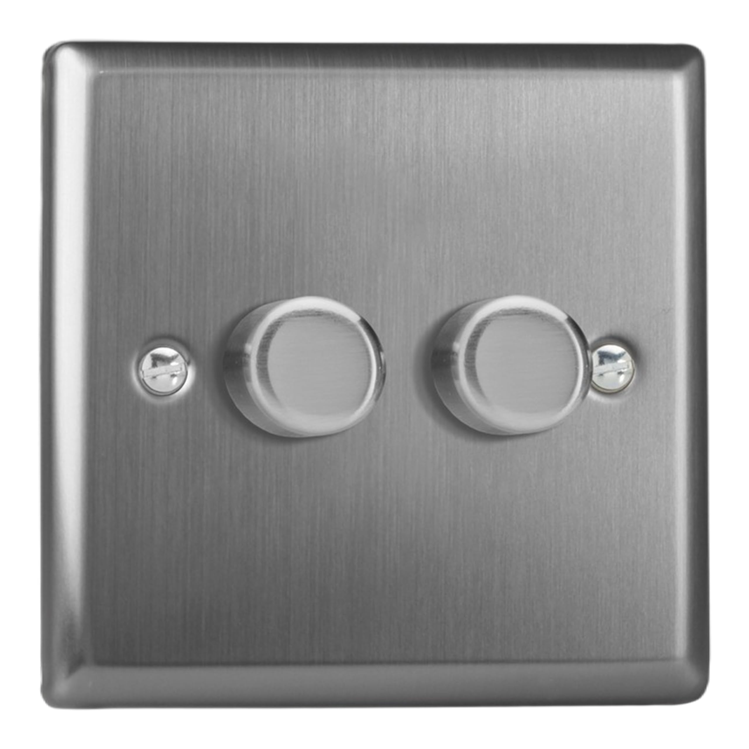 Varilight V-Pro Lot de 2 variateurs d'intensité rotatifs 2 voies à LED 0-120 W Acier brossé