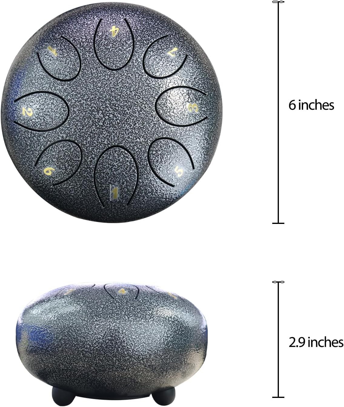REGIS Alloy Steel Tongue Drum 8 Notes 6 Inches Chakra Tank Drum Steel Percussion Padded Travel Bag and Mallets (Silver)