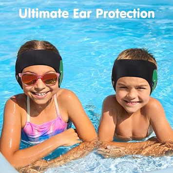 HeySplash Kids Swim Headband, Neoprene Guard Holds Earplugs Keep Water Out