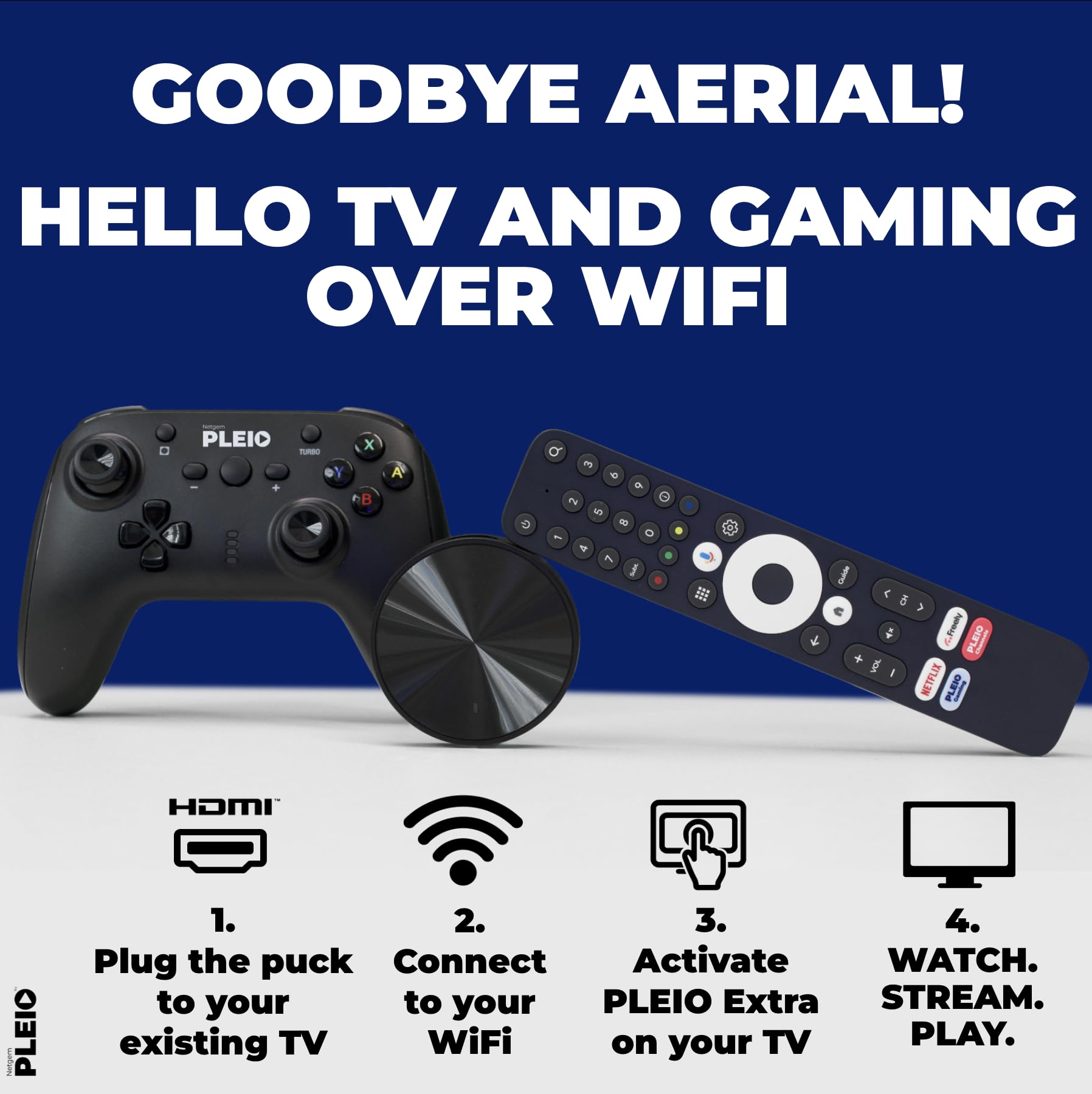 PLEIO | First Freely 4k Streaming Device with a Wireless Gamepad & Voice Remote |12 Months Subscription with Gaming Included | 1000s of Apps Available through Google Play Store — view 6