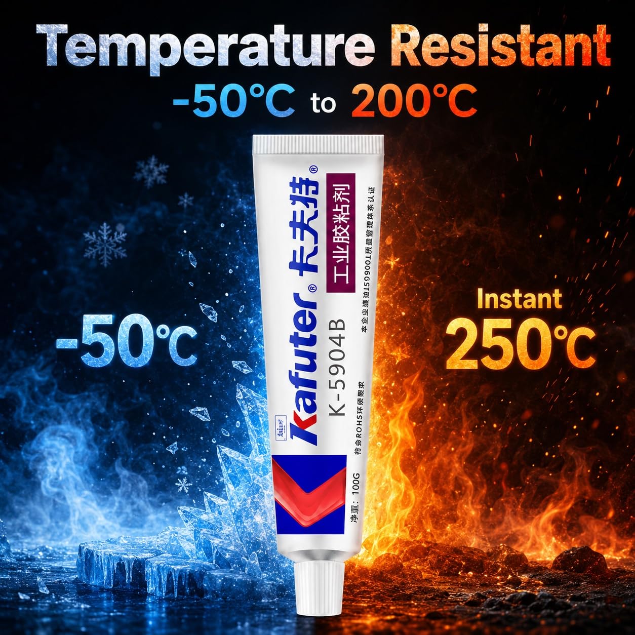 VIDOO Kafuter K-5904B Cemento Encapsulado Negro No Corrosivo Pegamento Silicona Sellado Alta Resistencia Calor para Plásticos Ingeniería ABS PC PA - 300ml