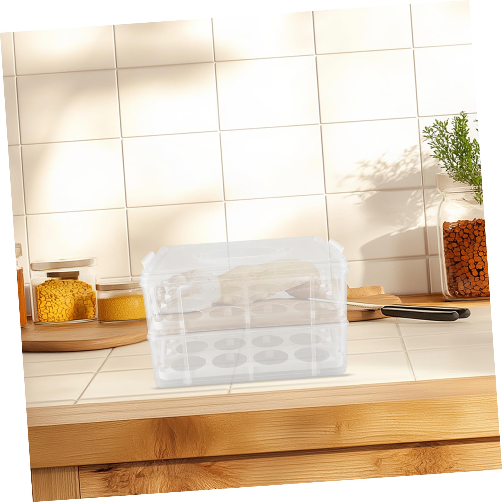 Alipis Caja para Cupcakes con Asa, Contenedor Portátil de Blanco, Diseño Transparente de 2 Niveles para Postres y Pequeños Artículos