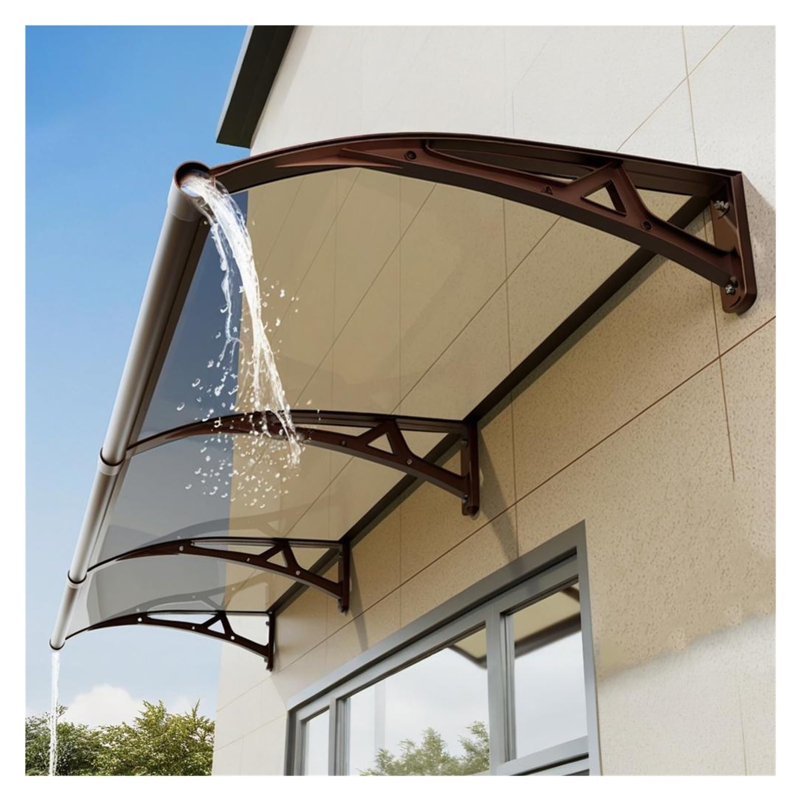 DIY Zewnętrzny baldachim na drzwi patio, wodoodporny pokrowiec przeciwdeszczowy z drenażem, drzwi wejściowe, daszek, schronienie, plastikowy stalowy wspornik (80 x 200 cm)