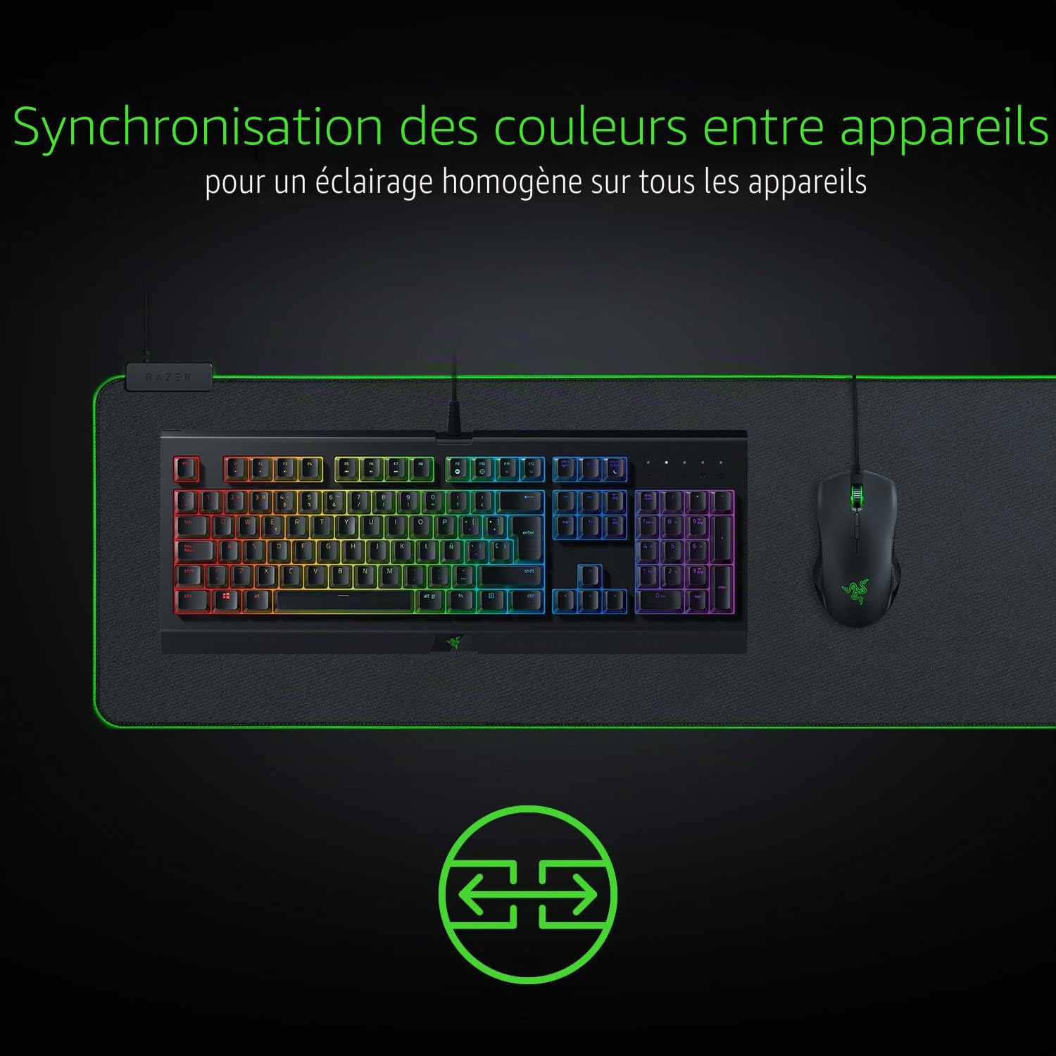 Razer Goliathus Extended Chroma - Tapis de Souris Gaming XXL et Doux avec éclairage RGB (Support de câble, Surface en Tissu, Bord surpiqué, Optimisé pour Toutes Les Souris) Noir