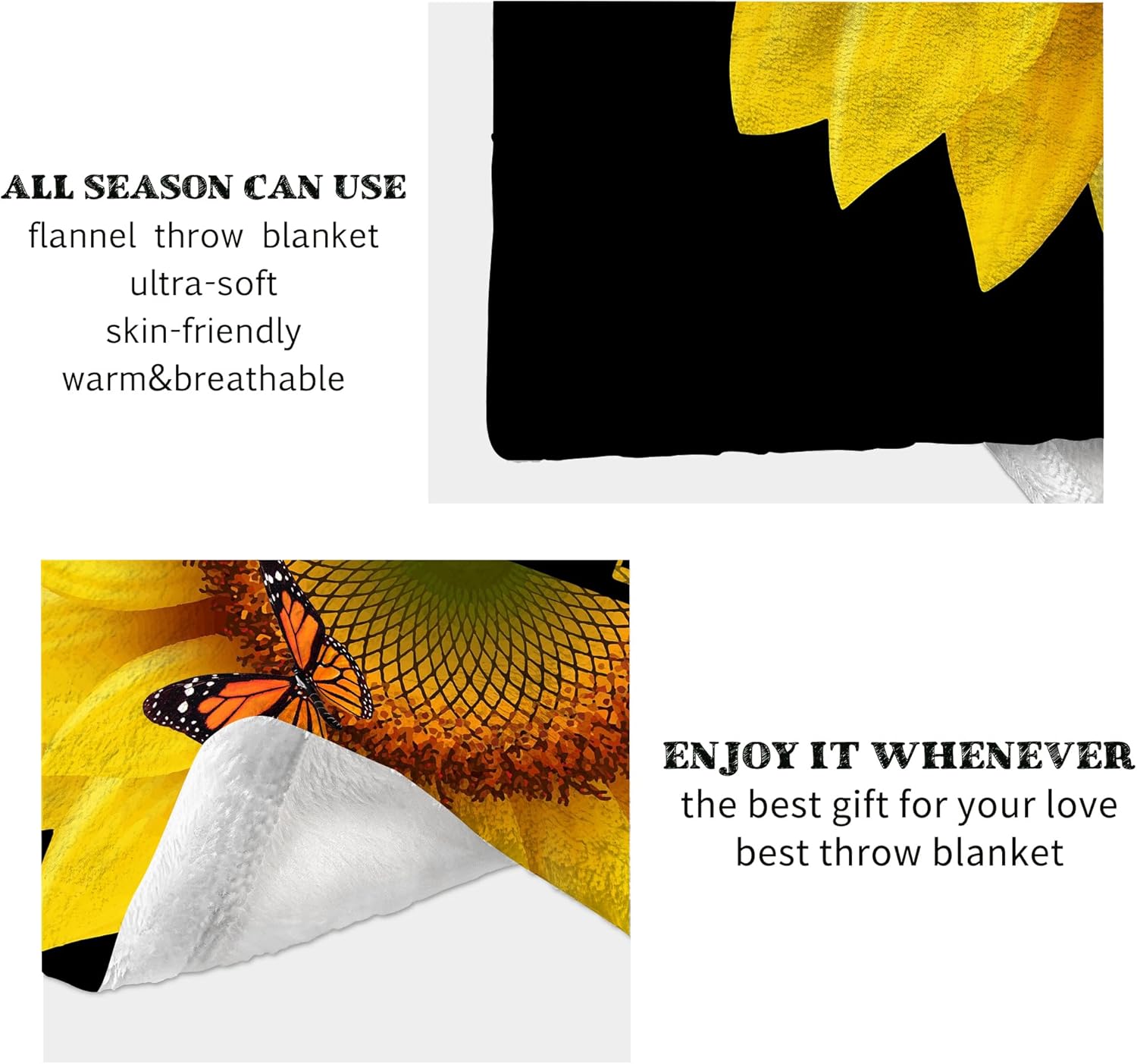 Sister Birthday Gifts from Sister, Sisters Blanket Gift from Brother, Sunflower Gifts for Women Birthday Christmas Decorations Throw Butterfly Blankets 50” x 60” - Image 6